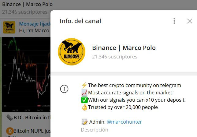 Binance Marco Polo - Listado Canales en Telegram de Trading ESTAFAS
