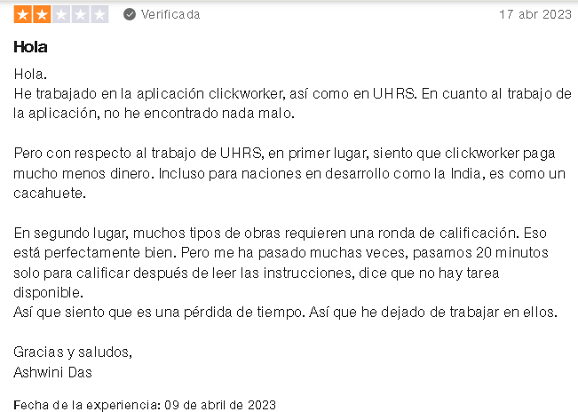 Clickworker Opiniones Negativa 1 - 🧩 CLICKWORKER - Mejor Página de MicroJobs 2024