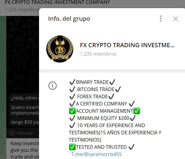 FX CRYPTO TRADING INVESTMENT COMPANY - Listado de CANALES EN TELEGRAM de INVERSIÓN ESTAFA 2023