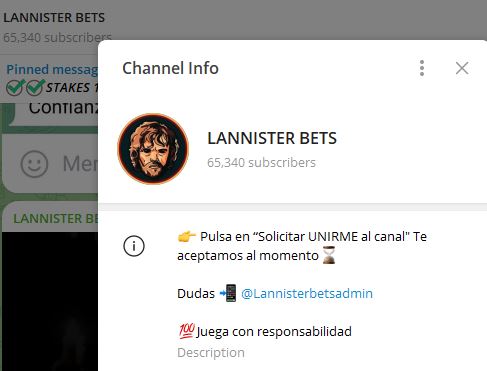 LANNISTER BETS - Listado Canales en Telegram de Apuestas Deportivas ESTAFA