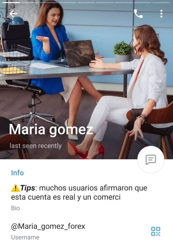 MARIA GOMEZ 724x1024 - Listado de CANALES EN TELEGRAM de INVERSIÓN ESTAFA 2023