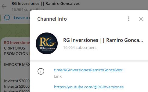 RG Inversiones Ramiro Goncalves - Listado de CANALES EN TELEGRAM de INVERSIÓN ESTAFA 2023