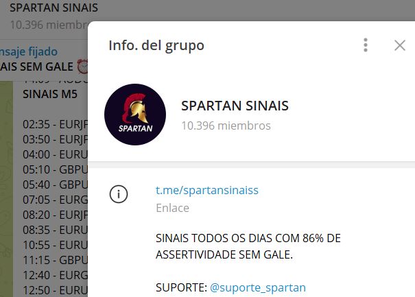 SPARTAN SINAIS - Listado Canales en Telegram de Trading ESTAFAS