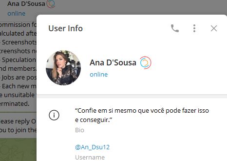 Ana d sousa - Listado de canales de Telegram de Ganar Dinero ESTAFA