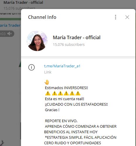 Maria Trader Oficial - Listado de CANALES EN TELEGRAM de INVERSIÓN ESTAFA 2023