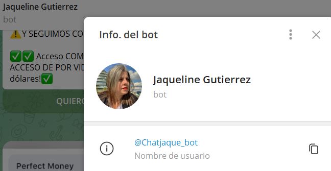 jaqueline gutierrez - Listado de BOTS en Telegram que son ESTAFA