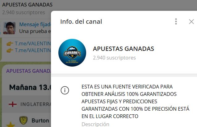 APUESTAS GANADAS - Listado Canales en Telegram de Apuestas Deportivas ESTAFA
