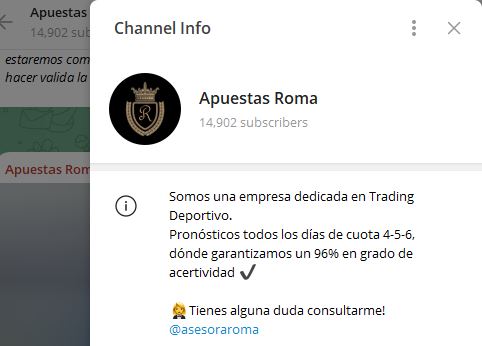 Apuestas Roma - Listado Canales en Telegram de Apuestas Deportivas ESTAFA