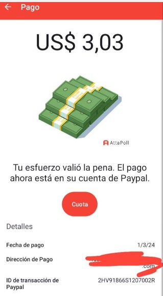 Attapoll Comprobante 1 - 📲ATTAPOLL: App de Encuestas Remuneradas