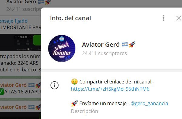 Aviator Gero - Listado de Canales en Telegram sobre Algoritmos de Casino online ESTAFA