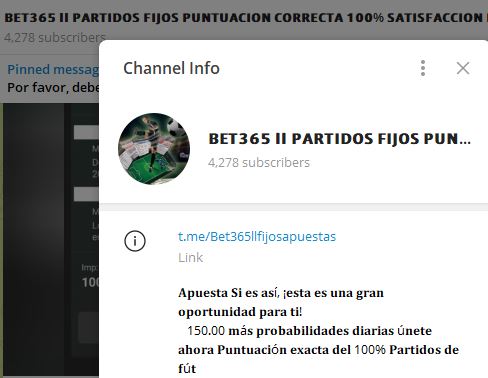 BET365 II PARTIDOS FIJOS PUNTUACION CORRECTA 100 SATISFACCION DEL CLIENTE GANANDO DESDE CASA - Listado Canales en Telegram de Apuestas Deportivas ESTAFA