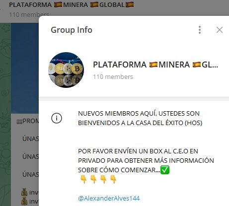 PLATAFORMA 🇪🇸MINERA 🇪🇸GLOBAL🇪🇸 - Listado de CANALES EN TELEGRAM de INVERSIÓN ESTAFA 2023