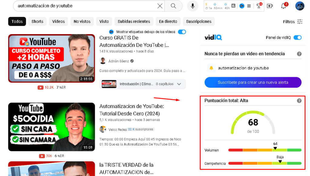 Vidiq Puntuacion 1024x582 - 🔧 MEJORES HERRAMIENTAS PARA AUTOMATIZAR YOUTUBE