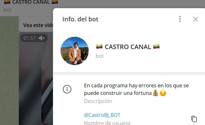 castro canal - Listado de BOTS en Telegram que son ESTAFA