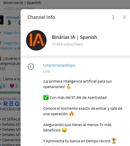 Binarias IA spanish - Listado Canales en Telegram de Trading ESTAFAS