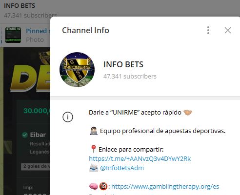 INFO BETS - Listado Canales en Telegram de Apuestas Deportivas ESTAFA