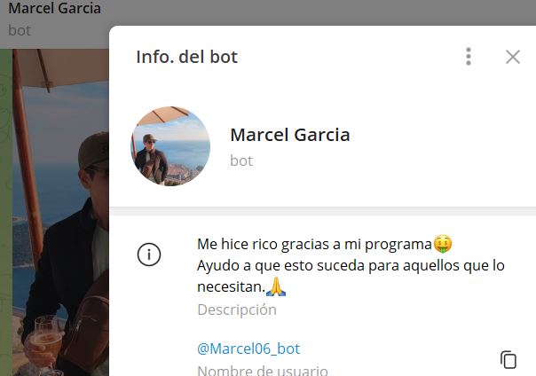 Marcel Garcia bot - Listado de BOTS en Telegram que son ESTAFA