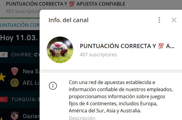 PUNTUACION CORRECTA Y 💯 APUESTA CONFIABLE - Listado Canales en Telegram de Apuestas Deportivas ESTAFA