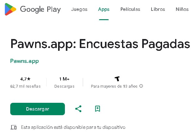 PawnsApp. Google Play Descargar - 🟪[Gana dinero con encuestas remuneradas y Pawns.App]
