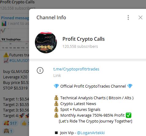 Profit Crypto calls - Listado Canales en Telegram de Trading ESTAFAS