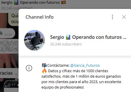 Sergio operando con futuros - Listado de CANALES EN TELEGRAM de INVERSIÓN ESTAFA 2023