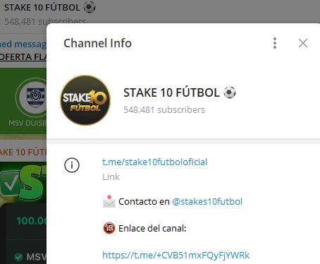 Stake 10 Futbol - Listado Canales en Telegram de Apuestas Deportivas ESTAFA