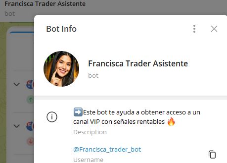 francisca trader asistente bot - Listado de BOTS en Telegram que son ESTAFA