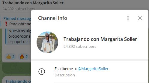 trabajando con margarita soller - Listado de Canales en Telegram sobre Algoritmos de Casino online ESTAFA