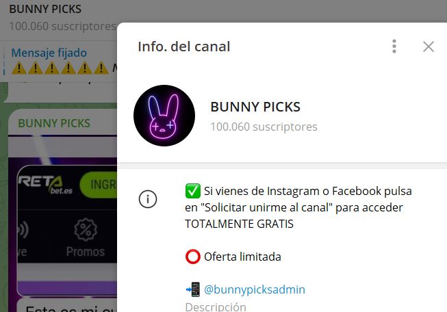 bunny picks - Listado Canales en Telegram de Apuestas Deportivas ESTAFA