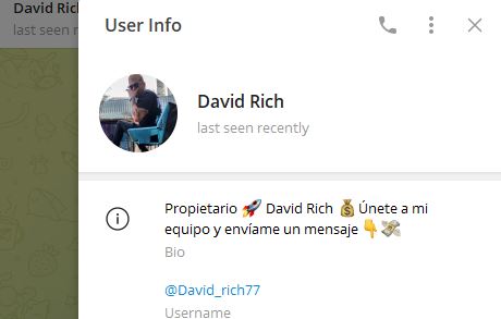 david rich - Listado de Canales en Telegram sobre Algoritmos de Casino online ESTAFA