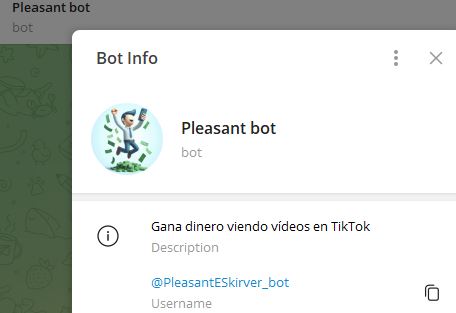 PLEASENT BOT - Listado de BOTS en Telegram que son ESTAFA