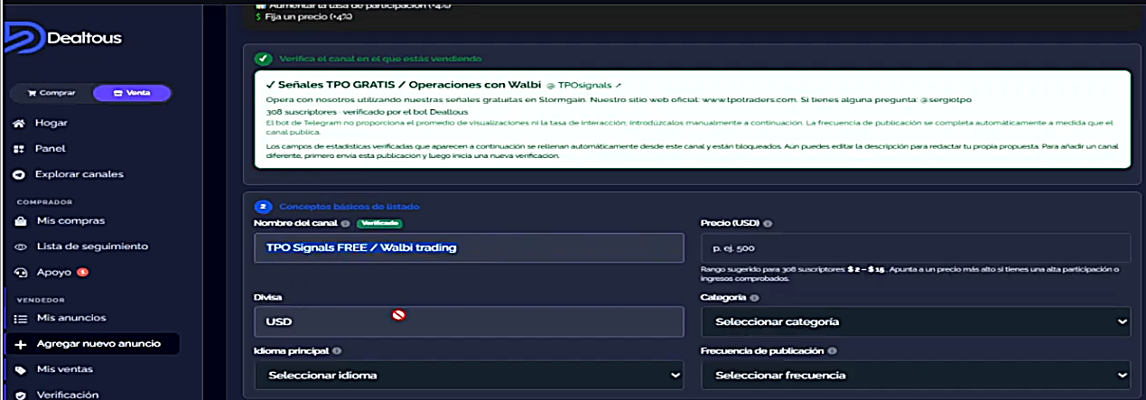 ¿Cuánto Vale tu Canal de Telegram? Así lo Vendí por $100 en Dealtous foto 08 - ¿Cuánto Vale tu Canal de Telegram? Así lo Vendí por $100 en Dealtous